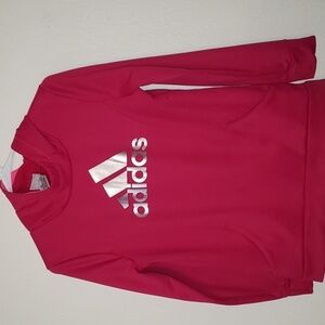 Adidas Girls Pink Silver Logo Hoodie